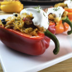 Jalapeño Cheddar Sausage and Spanish Rice Stuffed Bell Peppers